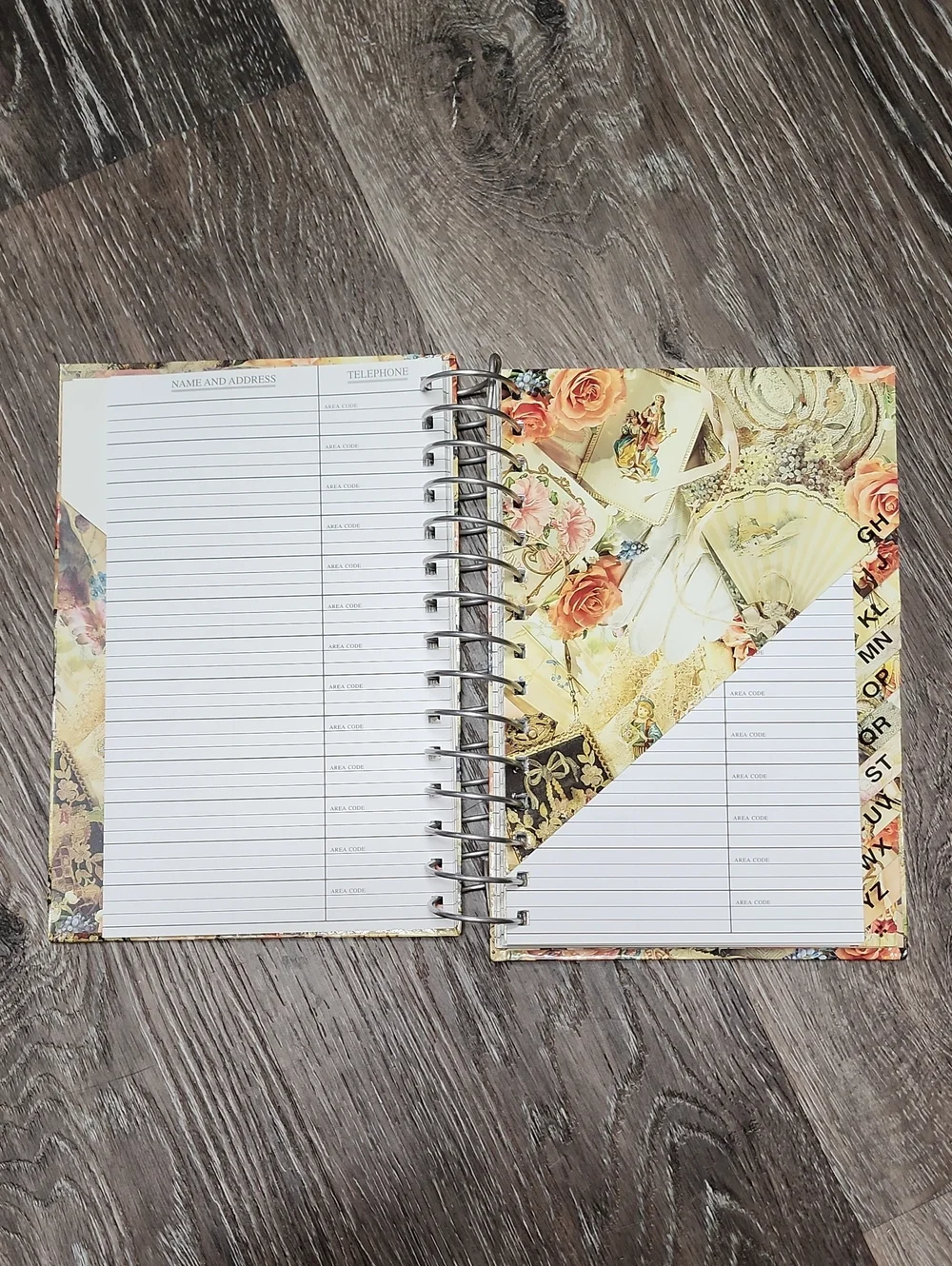 Vintage Hardcover Spiral Bound Floral Address Book - New